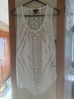 White Geometric Tank Top - Womens